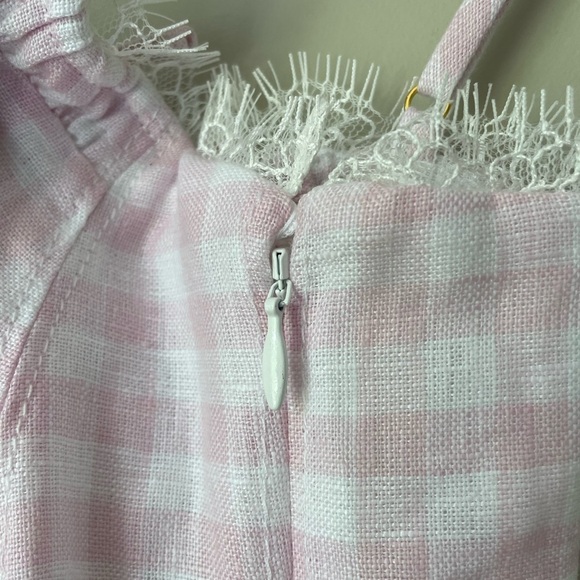 NEW LoveShackFancy Shai Linen Gingham Mini Dress Pink | US 2 UK 6 - Picture 10 of 15